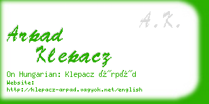 arpad klepacz business card